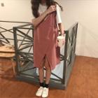 Set: Letter Short-sleeve T-shirt + Spaghetti Strap Dress
