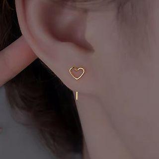 Heart Sterling Silver Earring 1 Pair - S925 Sterling Silver - Silver - One Size