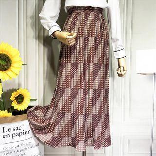 High-waist Patterned Chiffon Dress
