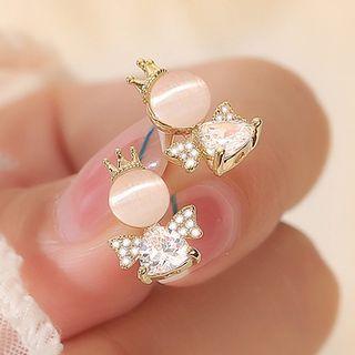 Angel Cat Eye Stone Rhinestone Earring 1 Pair - Gold - One Size