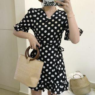 Dotted Frilled A-line Skirt