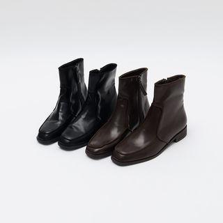 Stitched Low-heel Ankle Boots