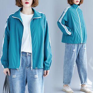 Stripe-side Zip Jacket Green - One Size