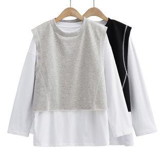 Set: Long-sleeve T-shirt + Cropped Tank Top
