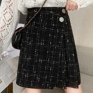 Plaid Asymmetrical Pleated Mini A-line Skirt