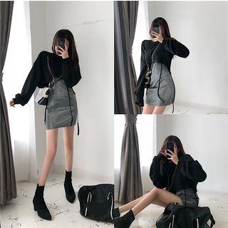 Cropped Pullover / Mini Spaghetti Strap Dress