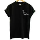 Short-sleeve Dinosaur Print Plain T-shirt