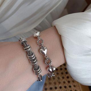 Interlocking Hoop / Heart Sterling Silver Bracelet