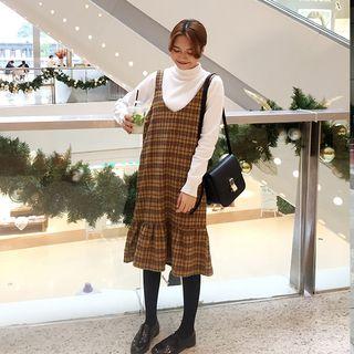 Plaid V-neck Tank Dress