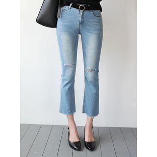 Cutout Detail Boot-cut Jeans