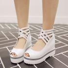 Lattice Peep-toe Platform Shoes