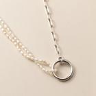 Hoop Sterling Silver Asymmetrical Choker White & Silver - One Size