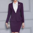 Set: Tie-neck Dress Shirt + Blazer + Pencil Skirt