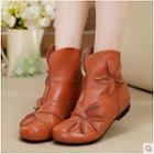 Genuine Leather Floral Short Boots