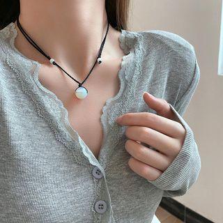 Faux Gemstone Pendant Cord Necklace