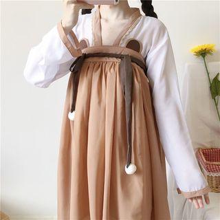 Contrast-trim Light Jacket / Bow-accent Tube Dress