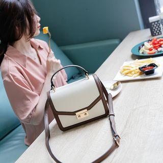 Piped Faux Leather Handbag