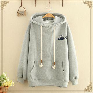 Fleece-lined Cat Printed Hoodie