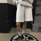 Quilted Wide-leg Sweatshorts