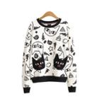 Cat Applique Tipped Pullover