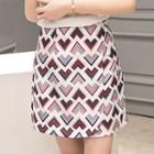 Patterned Wrapped A-line Skirt