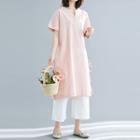 Traditional Chinese Set: Short-sleeve Long Top + Pants