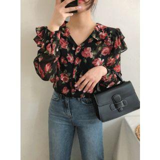 Frill-trim Rosette Blouse