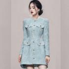 Long-sleeve Plaid A -line Dress