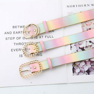 Color Panel Faux Leather Belt