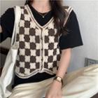 Checkered Crochet Lace Vest