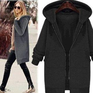 Fleece-lined Plain Long Coat