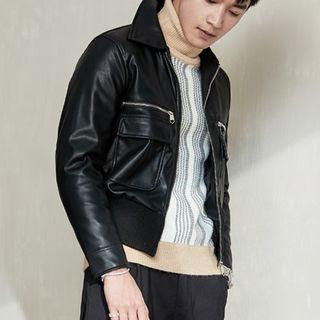 Cropped Faux-leather Jacket