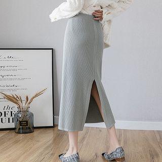 Split-side Midi Shift Knit Skirt