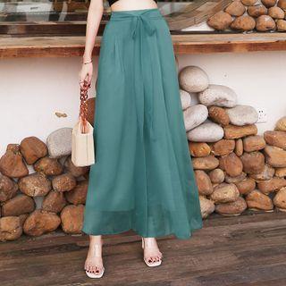 Tie-waist Wide Leg Chiffon Pants
