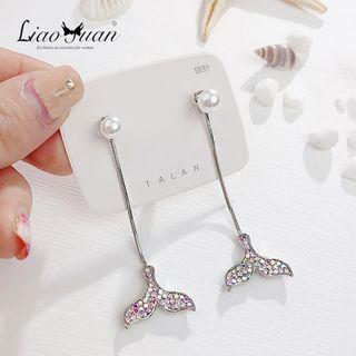 Faux Pearl Whale Tail Dangle Earring