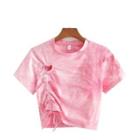 Short-sleeve Tie-dyed Drawstring Shirt
