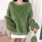 Round-neck Furry Knitted Sweater