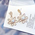 Flower Dangle Earring 42 - A245 - 1 Pair - Cut Out - Faux Pearl - Flower - One Size