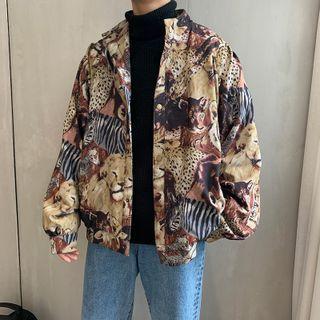 Animal Print Button-up Jacket
