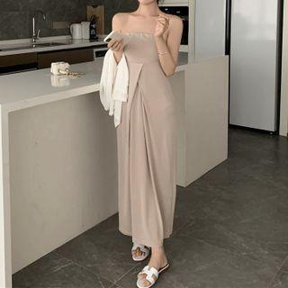 Strapless Midi A-line Dress / Light Jacket