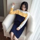 Set: Color Block Sweater + Midi Skirt