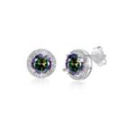 925 Sterling Silver Elegant Fashion Round Stud Earrings With Colorful Austrian Element Crystals Silver - One Size