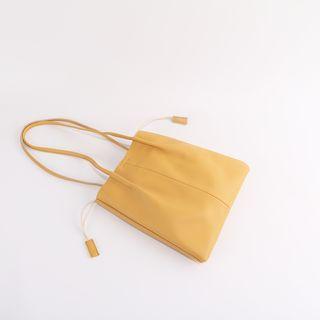 Faux Leather Tote Bag With Drawstring Pouch