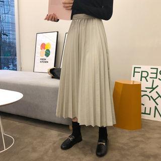 Pleated Faux-leather Skirt