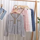 V Neck Tassel Long-sleeve Top