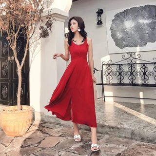 Sleeveless Open-back A-line Midi Sundress