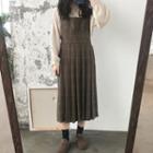 Plaid Midi Jumper Dress / Knit Shirt
