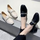 Block Heel Rhinestone Loafers