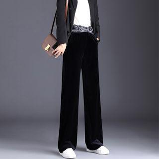 High Waist Velvet Wide-leg Pants