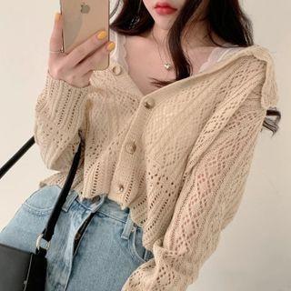Lapel Crochet Knit Cardigan